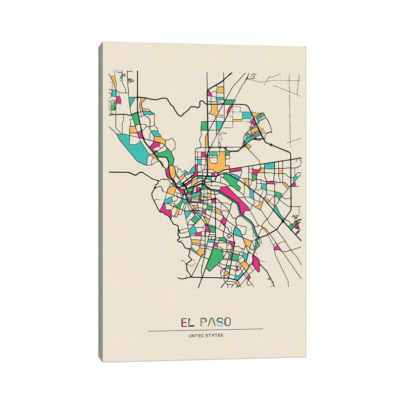 El Paso, Texas Map by Ayse Deniz Akerman - Wrapped Canvas Gallery-Wrapped Canvas Giclée, 66.04 cm H x 45.72 cm W x 3.175 cm D
