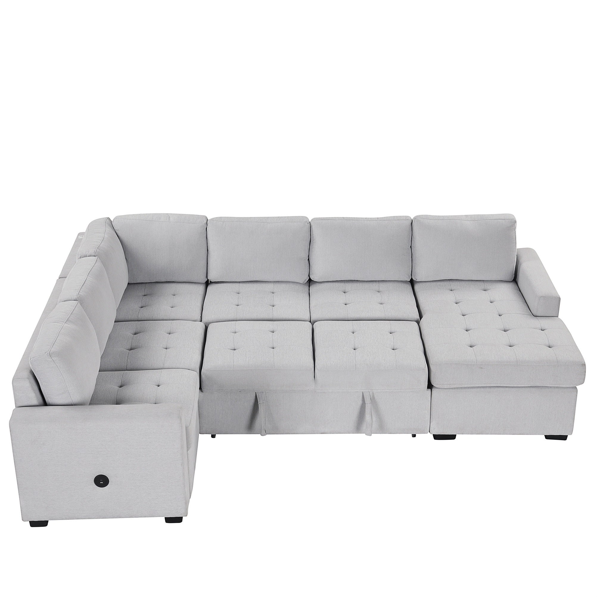 Hokku Designs Sectional Sleeper Sofa With Pull-Out Bed And Lounge Chair ...