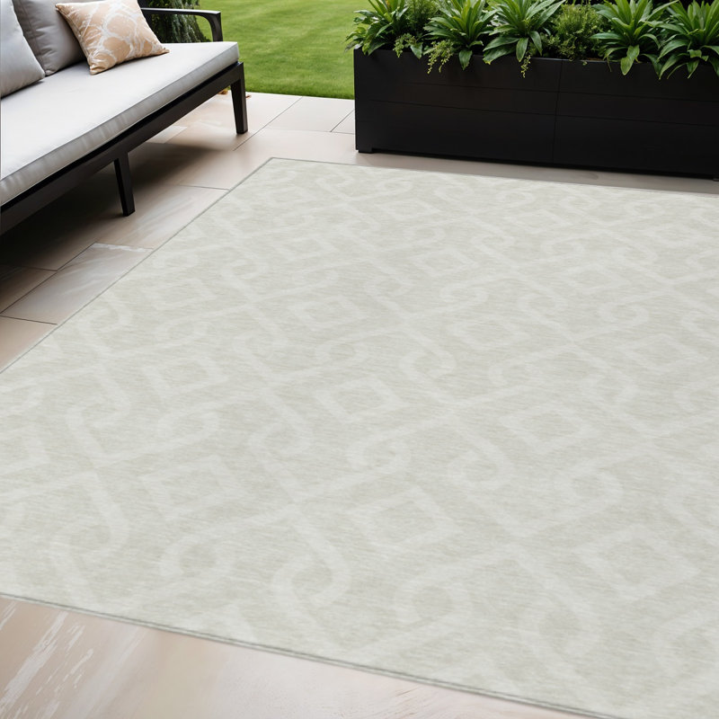 Tapis d'intérieur lavable à motif géométrique gris clair 5 pi x 8 pi