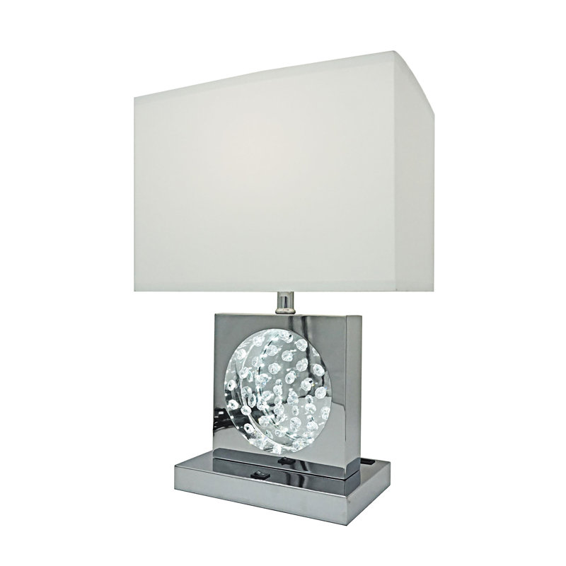 Lampe de table moderne à DEL avec abat-jour rectangulaire et système d'éclairage double, Noir, Noir