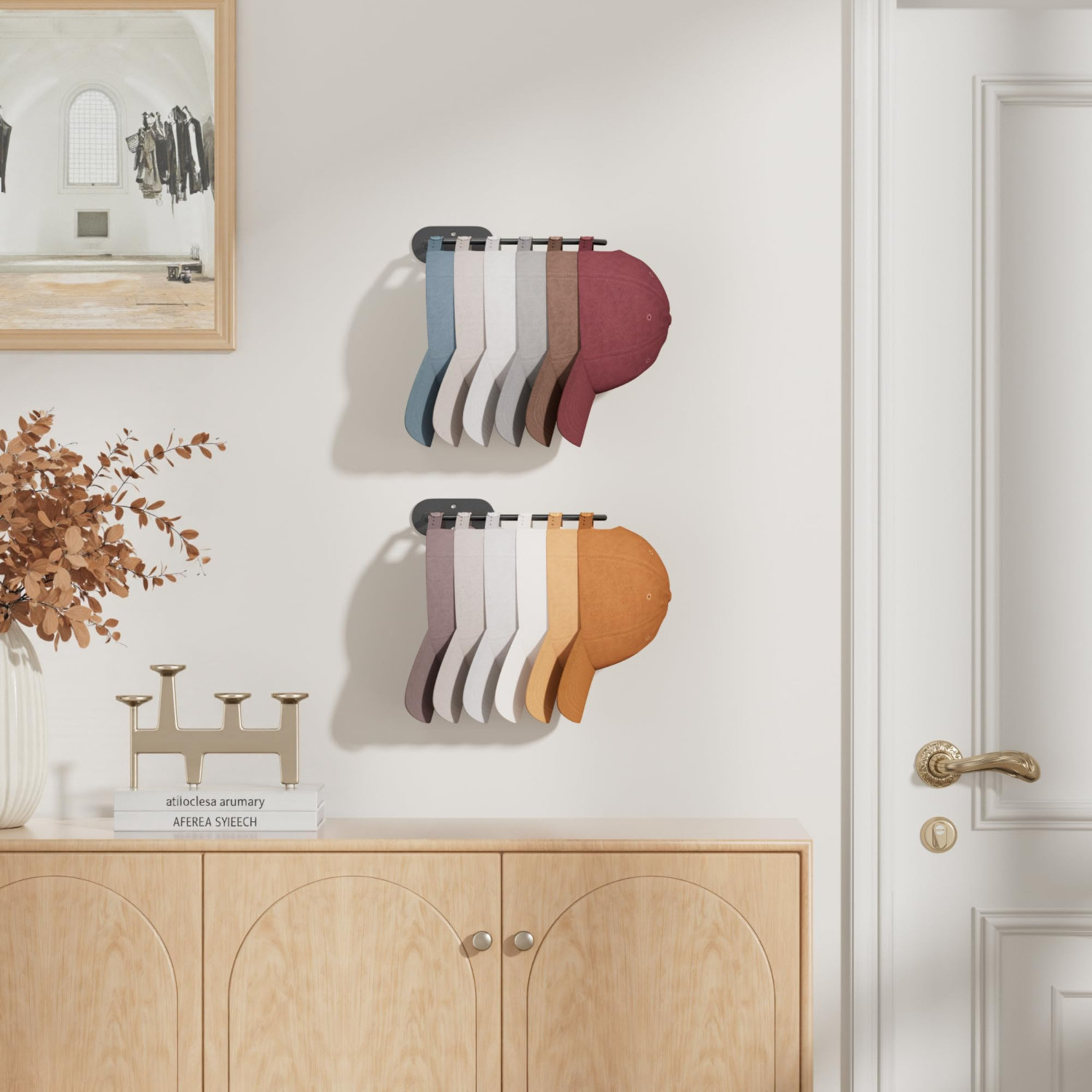 Orren Ellis 2 Pack Hat Racks,Adhesive/Drilling Hat Organizer Hat Holder ...