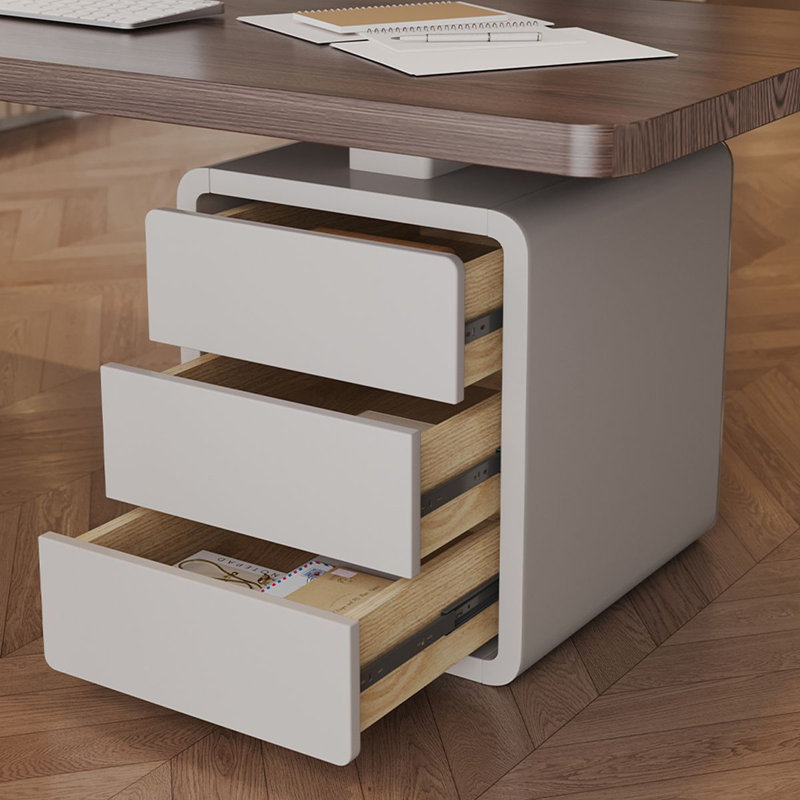 Bureau rectangulaire en bois massif brun noisette + blanc, Retour à droite, H 29,53 po x l 70,87 po x P 31,5 po