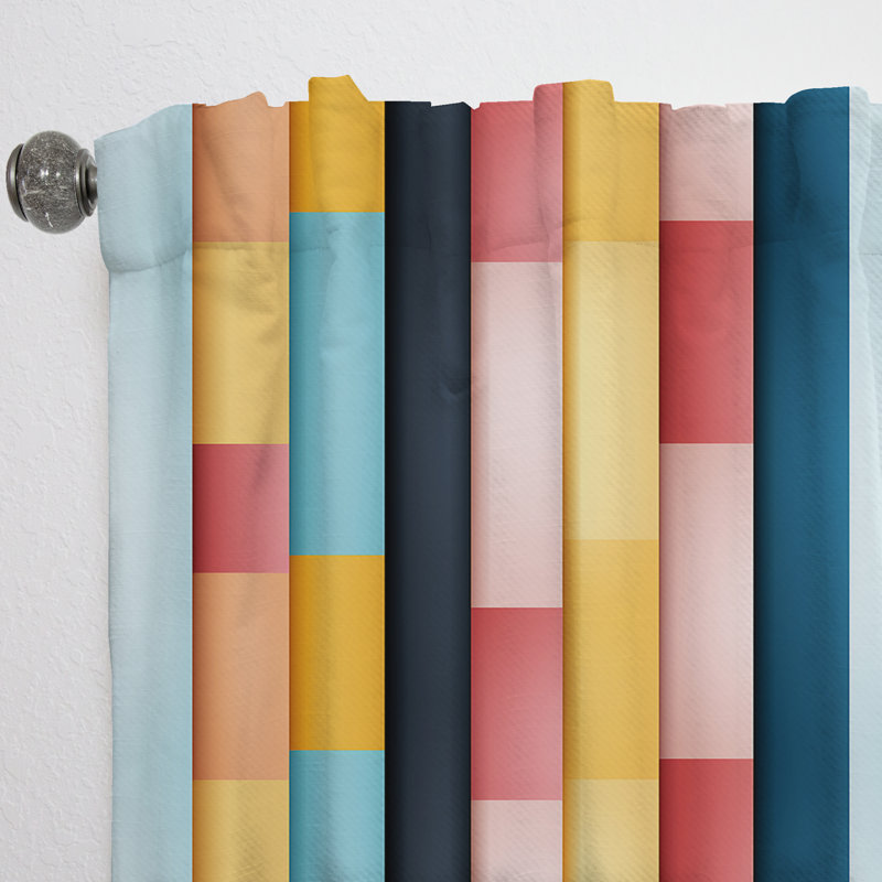 Vibrant Serenity - Motif de lignes bleues et roses - Rideau obscurcissant rayé - 1 panneau, L 52 po x L 90 po