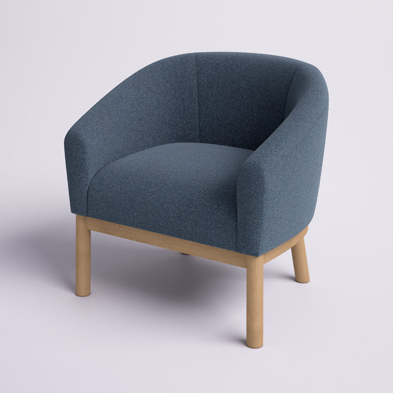 Upholstered Barrel Chair, Heather Blue Polyester