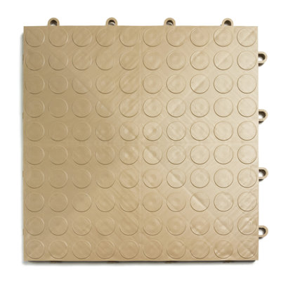 GarageDeck Coin Pattern, Durable Copolymer Interlocking Modular Non-Slip Garage Flooring Tile, Beige