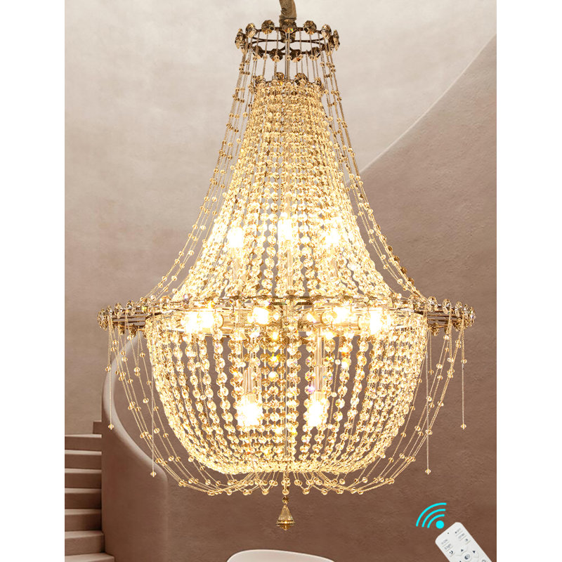 Lustre en cristal de chrome empire 32 po Almondsbury à intensité variable 3000-6000K