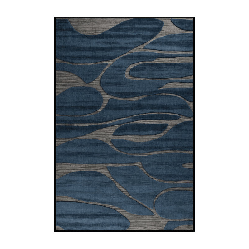 Tapis abstrait gris lavable à la machine, Rectangulaire 3 pi x 5 pi