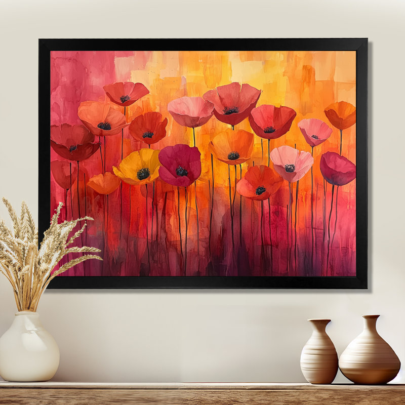 Iridenta - Floral Wall Art, Single Picture Framed Print, 30" H x 40" W, Black