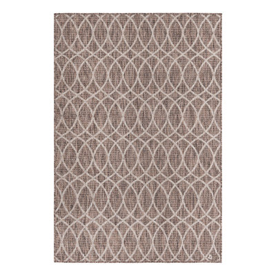 Tapis intérieur / extérieur géométrique brun