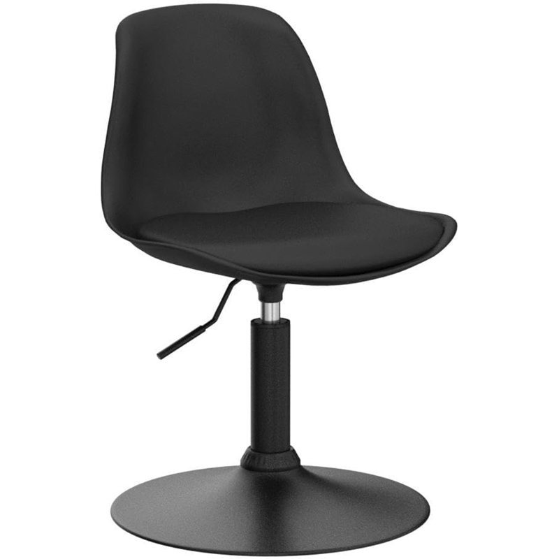 Silsby Swivel Upholstered Adjustable Height Counter Stool with Metal Frame, Black, 1