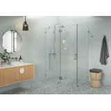 Halo 55 in. x 32 in. x 78 in. 90-degree Fully Frameless Glass Hinged Shower Enclosure
