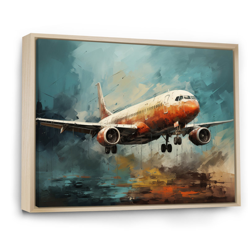 Voyage en avion sur toile, Cadre naturel flottant, H 30 po x l 40 po x P 1,5 po