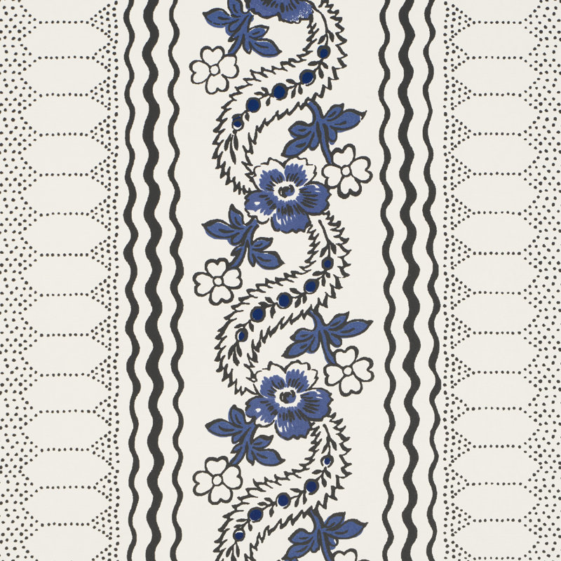 Schumacher X Rita Konig Serena Stripe Wallpaper, Blue
