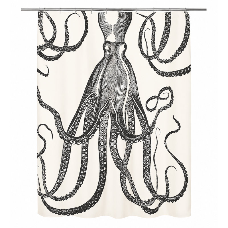 Rideau de douche en coton Evgeniya Octopus