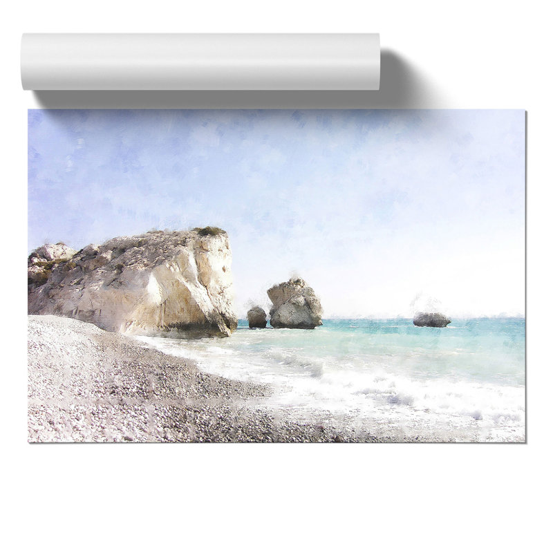 Cyprus Beach Painting - Frameless Print, 42cm H x 59cm W x 0.1cm D