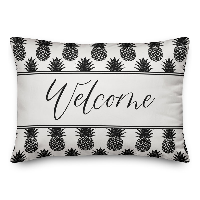 Geometric Outdoor Reversible Throw Pillow, Black
