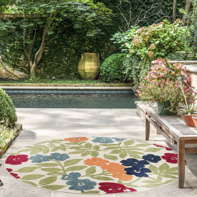 Tapis d'extérieur résistants à l'eau à motif floral tissés à plat pour patio, terrasse, porche ou entrée