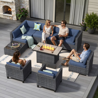 Reniyah 8 - Person Patio Conversation Set with Cushions