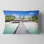 Landscape Beach with Coconut Palm Trees Lumbar Pillow