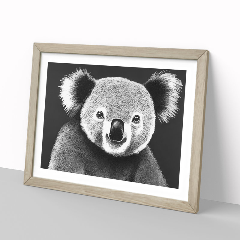 Koala Bear - Framed Print, 25cm H x 34cm W, Oak Framed