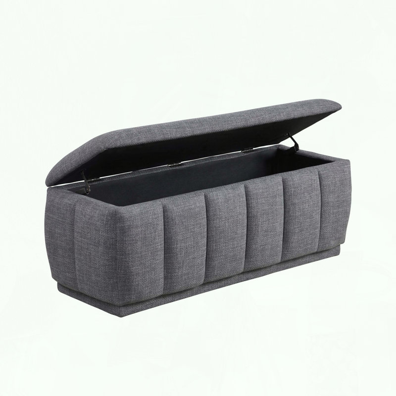 Banc de rangement moderne avec tissu texturé sans assemblage, Grey 