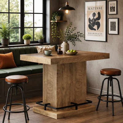 Table de bar rectangulaire de 119 cm (47 po) avec repose-pieds en métal