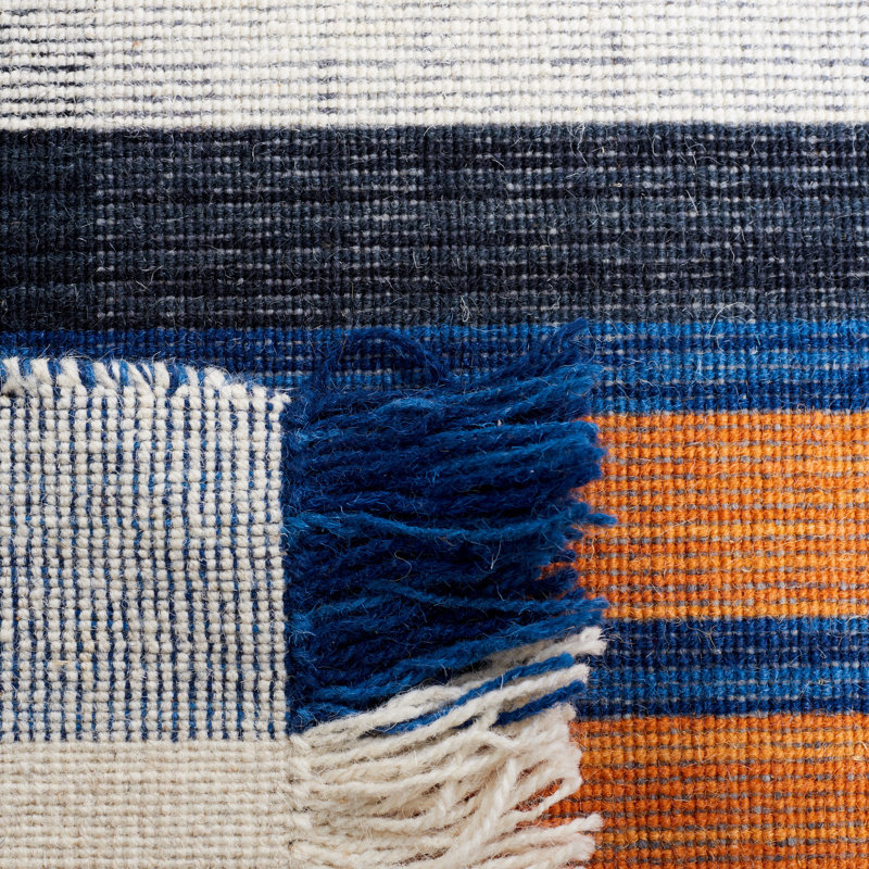 Anjail Flat Weave Plaid Indoor/Outdoor Rug, Rectangle 9' x 12'