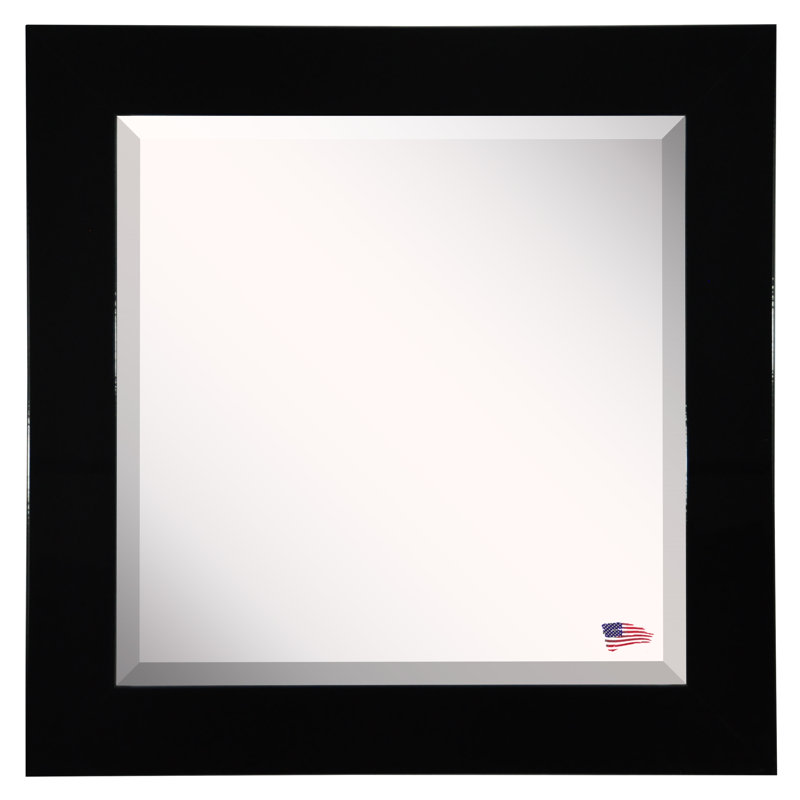 Vibhu Wood Flat Wall Mirror, 35.5" H x 35.5" W, Black