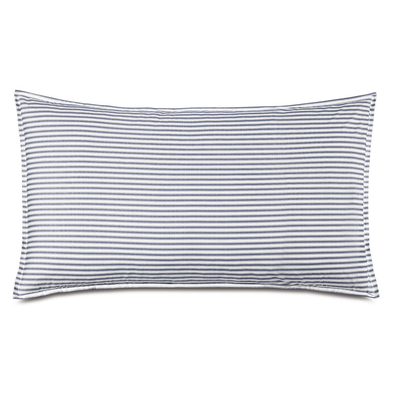 Blass Ticking Cotton Striped Sham by Alexa Hampton, King, Navy