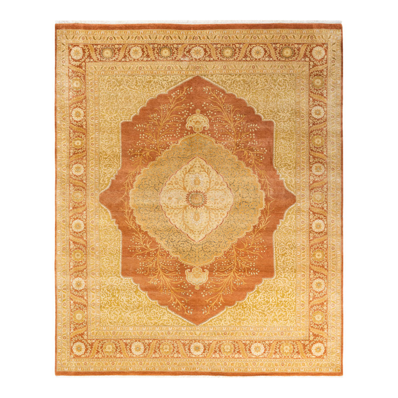 Tapis unique en bronze noué à la main de 8 pi 2 po x 9 pi 10 po Keenan