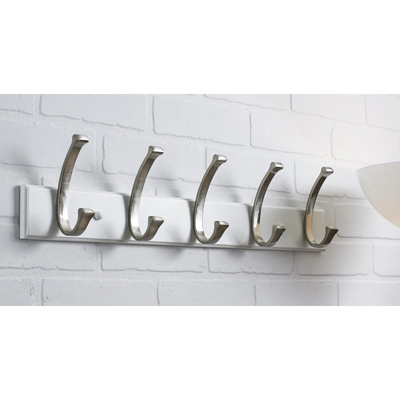 Wall Mounted Coat Rack, White/Brushed Nickel