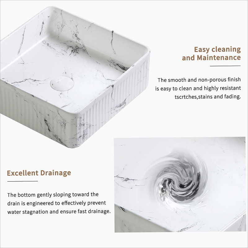 Lavabo vasque carré, vasque de salle de bain pour meuble-lavabo