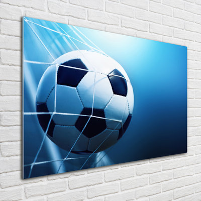 Ball In The Goal - No Frame Print on Glass