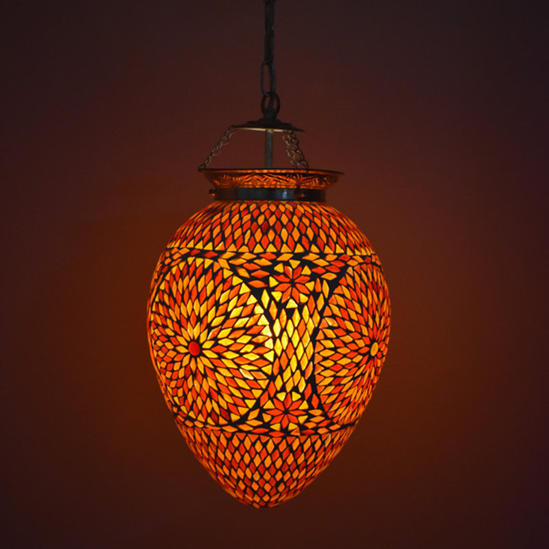 Chew 1 - Light Chrome Bell Pendant, Redorange