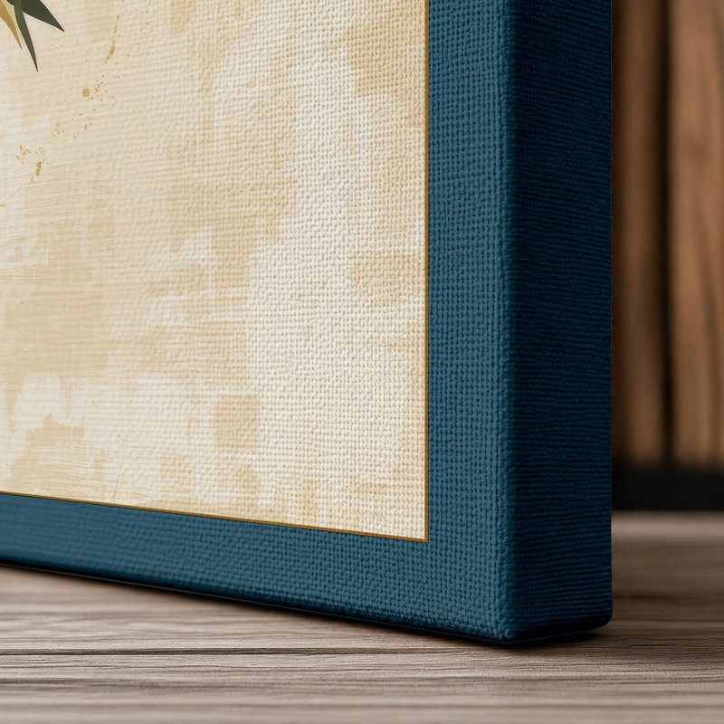 Bamboo in Ink Japandi - Wrapped Canvas, 30x20 - 76.2 x 50.8 cm, Teal Border