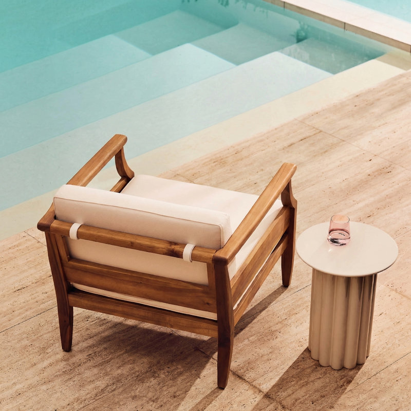 Mcclurg Patio Chair with Cushions, Cream