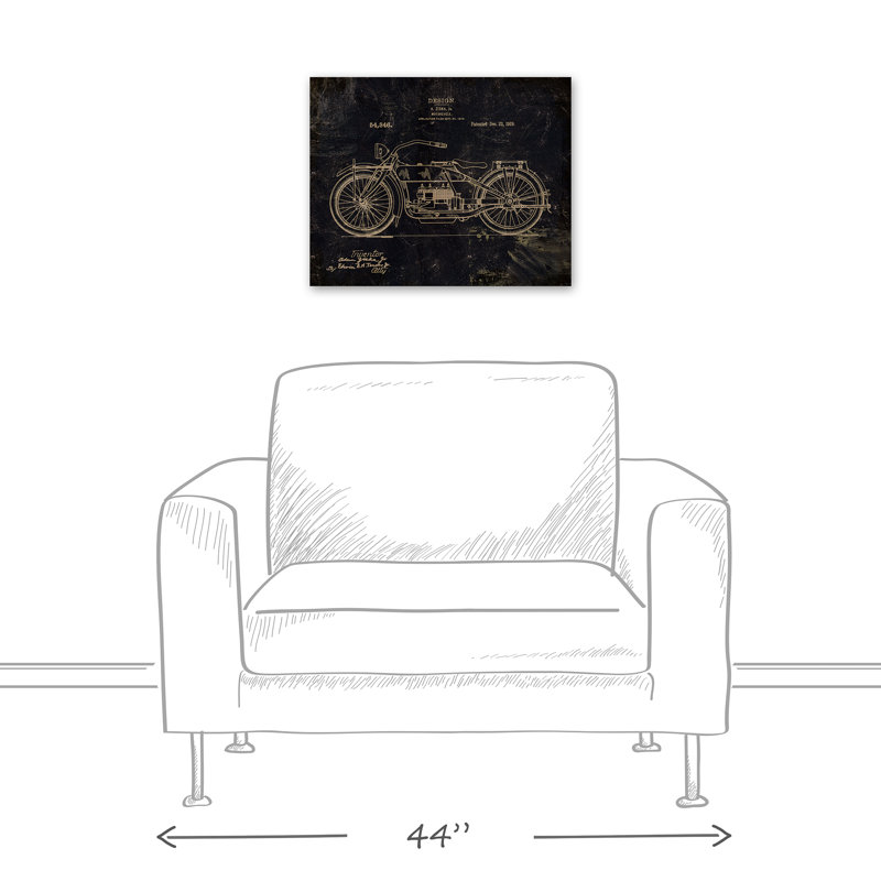 « motocyclette brevet print 1919 », reproduction d’impression sur toile tendue