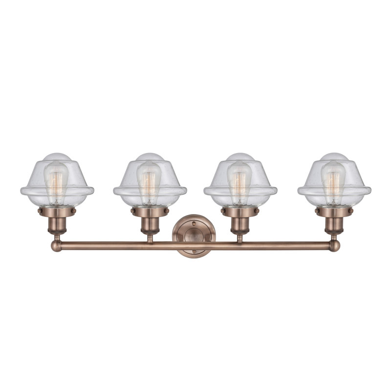 Éclairage pour meuble-lavabo à 4 lumières à intensité variable Grourke, Bullé, Cuivre antique