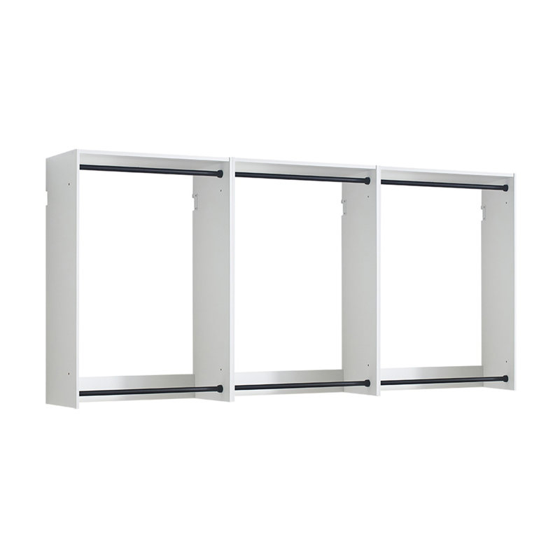 Vedz Wall Mounted Closet Set, 6 Hanging Rods, Melamine, White/Black