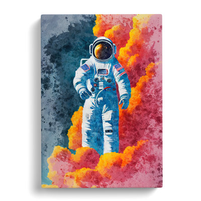 Astronaut In Watercolour No.3 - Wrapped Canvas