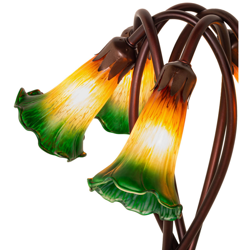 Lampe d'appoint l 17 po Tiffany Pond, À bascule, Vert / ambre