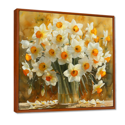 Fleurs jaunes et blanches - jonquilles - décoration murale jonquilles