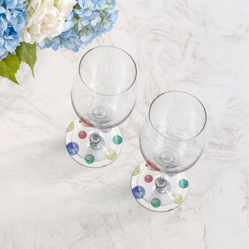 Sous-verres ronds en cuir Jewel White Vegan, Blanc