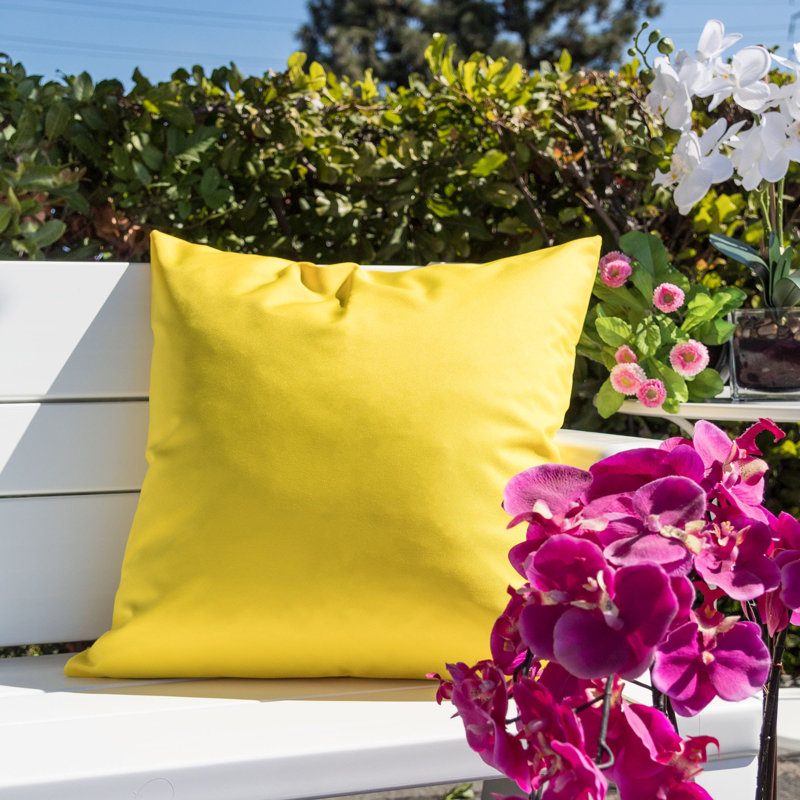 Rosemary Outdoor Throw Pillow, Yellow, 20" x 20"