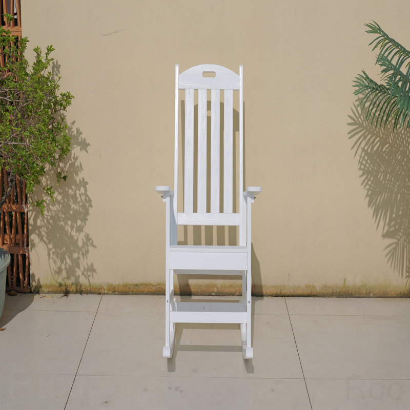 Outdoor Patio Rocking Chair, White Color, Made Of Sturdy HIPS Material, Equipped With 304 Stainless Steel Accessories, White