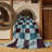 Machine Washable Checkered Blue Area Rug-2036526658