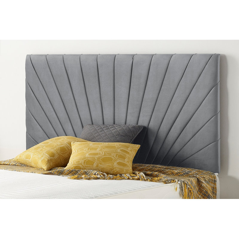 Sealcove Etheral Velvet Divan Bed Base with 32" Upholstered Headboard, Double (4'6), Charcoal, 1 Drawer