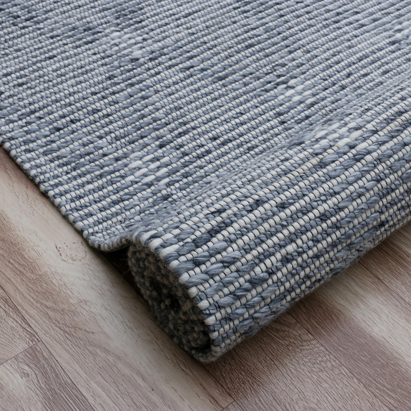 Handmade Hand Tufted Modern Geometric Blue/Ivory Rug, Rectangle 9' x 12'