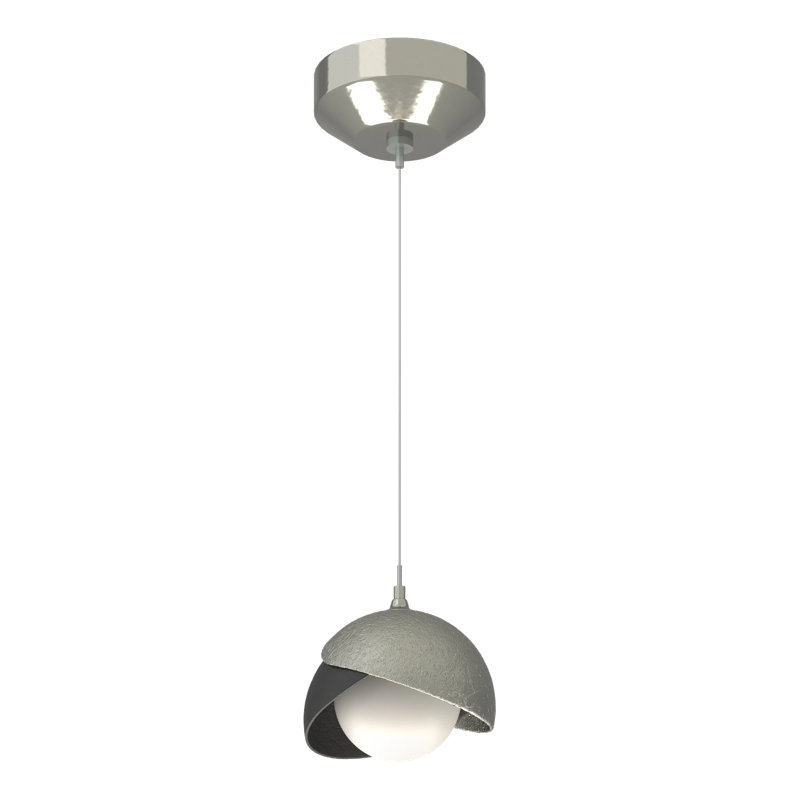 Brooklyn 1 - Light Single Globe Pendant, Sterling, Clear Steel