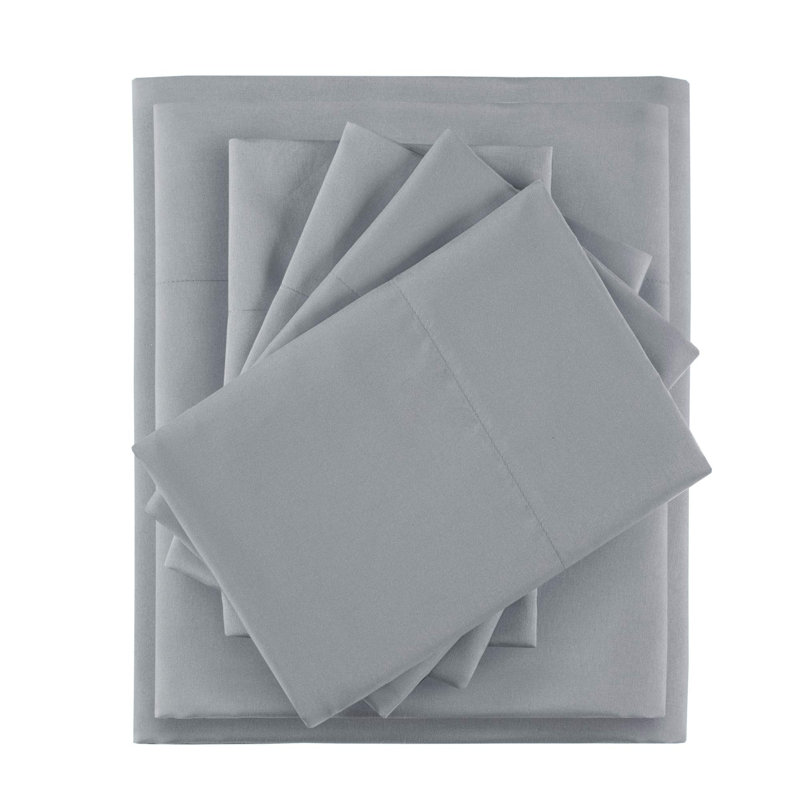 Microfiber Sheet Set with Side Storage Pockets, Twin XL, Gray